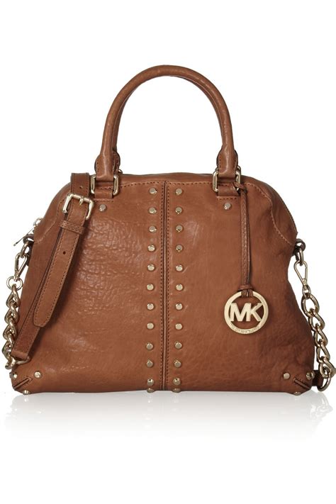 michael kors brown leather studded purse